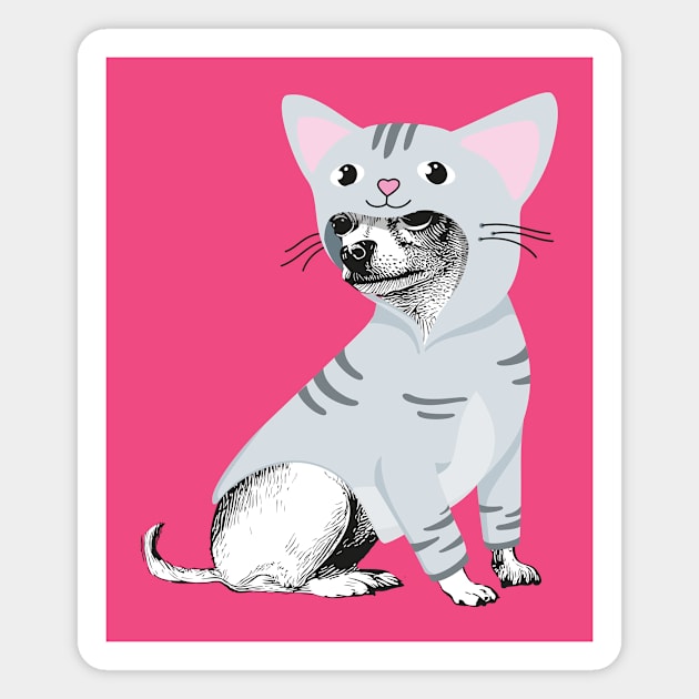 Funny Chihuahua dressed as grey cat Magnet by Elizeta